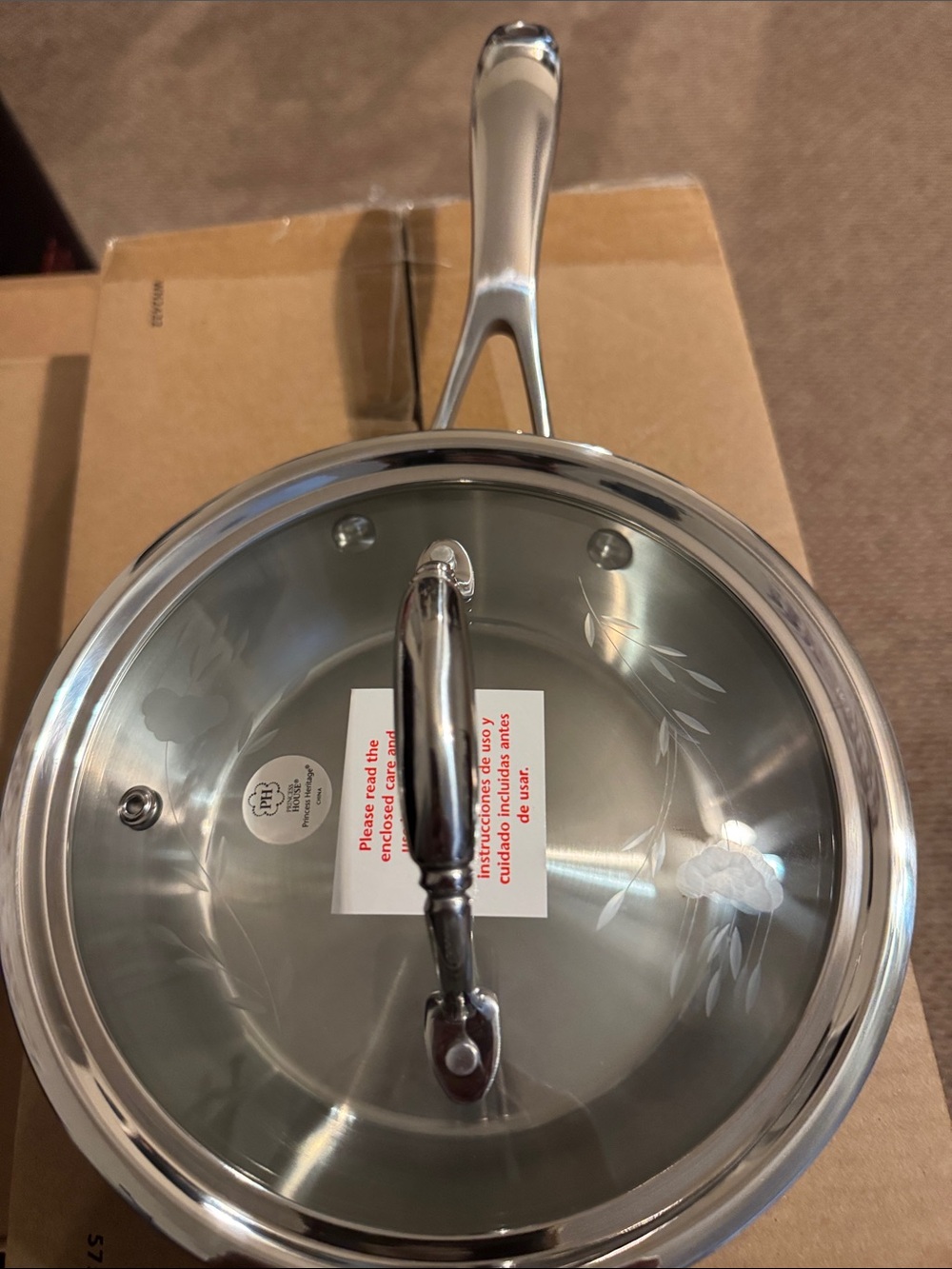 Princess House Triply Stainless Steel Fry Pan with Glass Lid - Silver